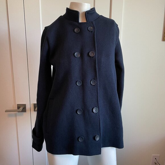 Holebrook Sweden Josefina Original Windproof Double Breasted Knit Jacket Navy S - Picture 1 of 16
